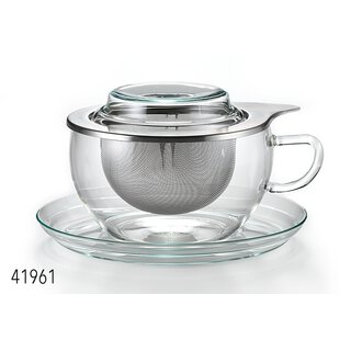 Glas-Kräuterteetasse Swantje mit Edelstahlsieb, 4-tlg. 0,3 l