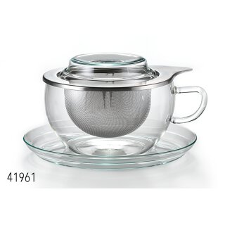 Glas-Kräuterteetasse "Swantje" mit Edelstahlsieb, 4-tlg. 0,3 l