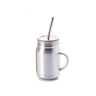 Becher Sam Edelstahl mit Trinkhalm und Schraubdeckel,...
