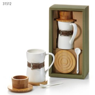 Becher-Set "Luuk", Becher, Löffel, Untersetzer und Schälchen, Inhalt: 0,4 l